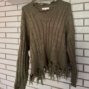 Green Distressed Sweater